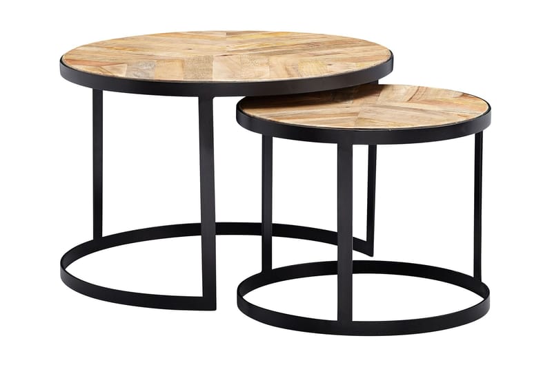 Willowdale Settbord 60 cm Rundt - Natur/Svart - Sammenleggbart bord - Sofabord - Speilbord - Settbord