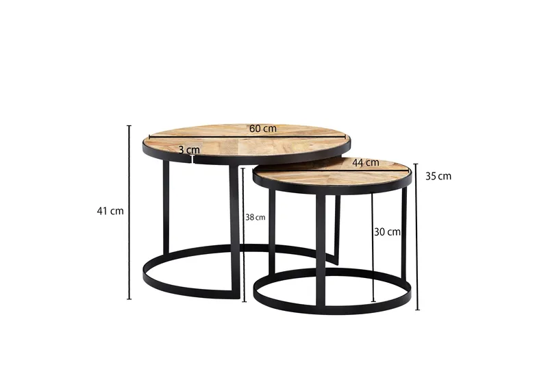 Willowdale Settbord 60 cm Rundt - Natur/Svart - Møbler - Bord - Sofabord