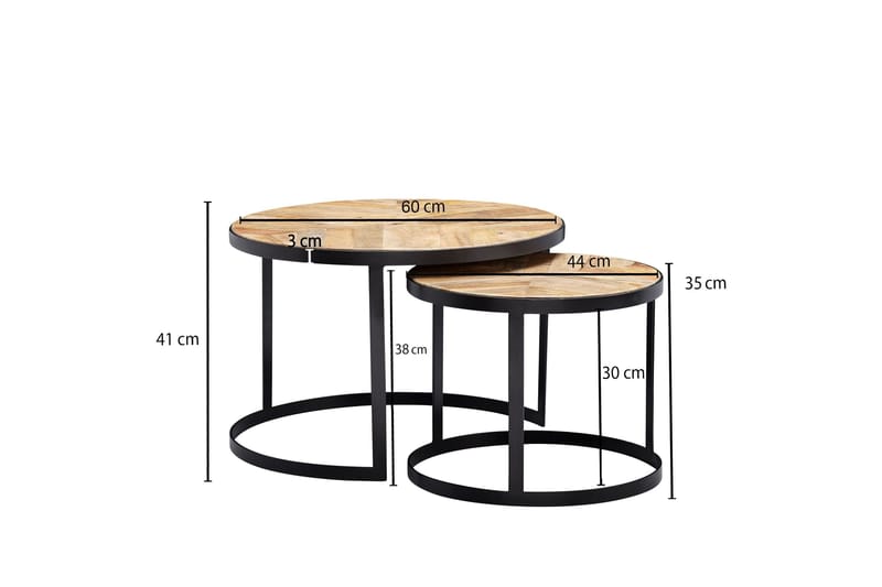 Willowdale Settbord 60 cm Rundt - Natur/Svart - Møbler - Bord - Sofabord