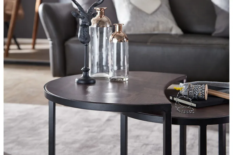 Willowdale Settbord 60 cm Rundt - Teak/Svart - Møbler - Bord - Sofabord