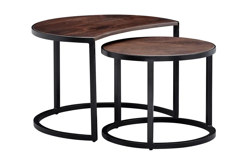 Willowdale Settbord 60 cm Rundt, Teak/Svart