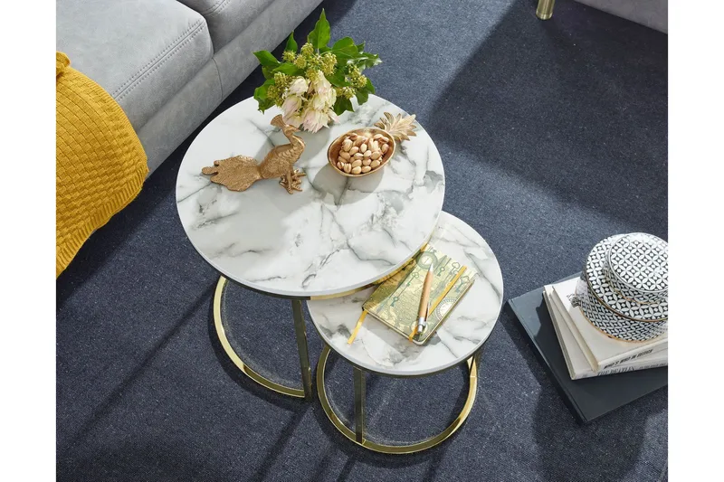 Willowdale Settbord 80 cm Rundt - Hvit/Grå - Møbler - Bord - Sofabord