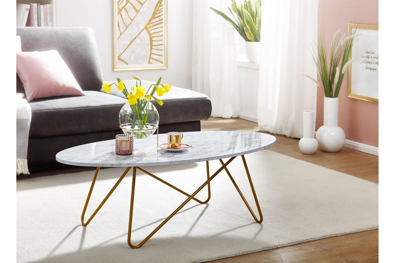 Willowdale Sofabord 120 cm Ovalt - Hvit/Gull - Møbler - Bord - Sofabord