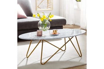 Willowdale Sofabord 120 cm Ovalt - Hvit/Gull - Møbler - Bord - Sofabord