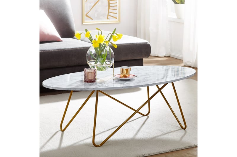 Willowdale Sofabord 120 cm Ovalt - Hvit/Gull - Møbler - Bord - Sofabord