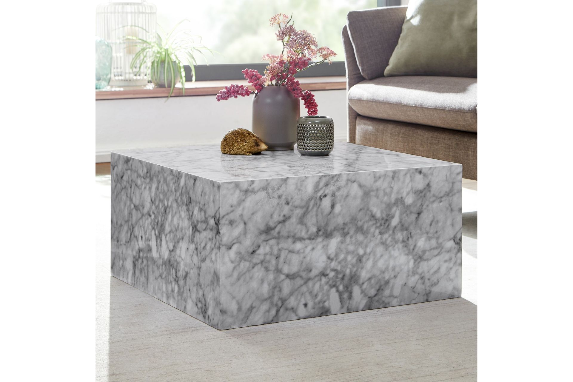 Willowdale Sofabord 60 cm Marmormønster - Hvit/Grå - Møbler - Bord - Sofabord