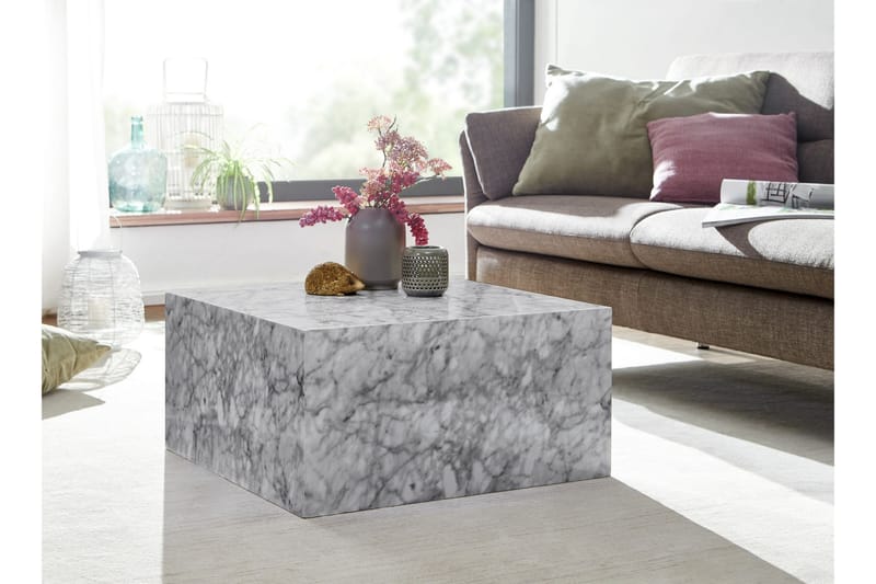 Willowdale Sofabord 60 cm Marmormønster - Hvit/Grå - Møbler - Bord - Sofabord
