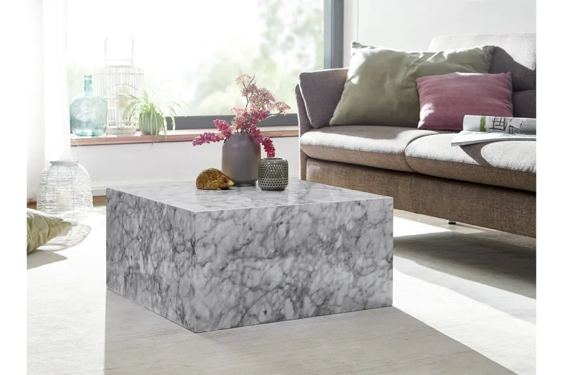 Willowdale Sofabord 60 cm Marmormønster - Hvit/Grå - Møbler - Bord - Sofabord