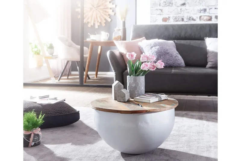 Willowdale Sofabord 60 cm Rundt - Brun/Hvit - Møbler - Bord - Sofabord