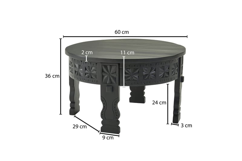 Willowdale Sofabord 60 cm Rundt - Svart - Møbler - Bord - Sofabord