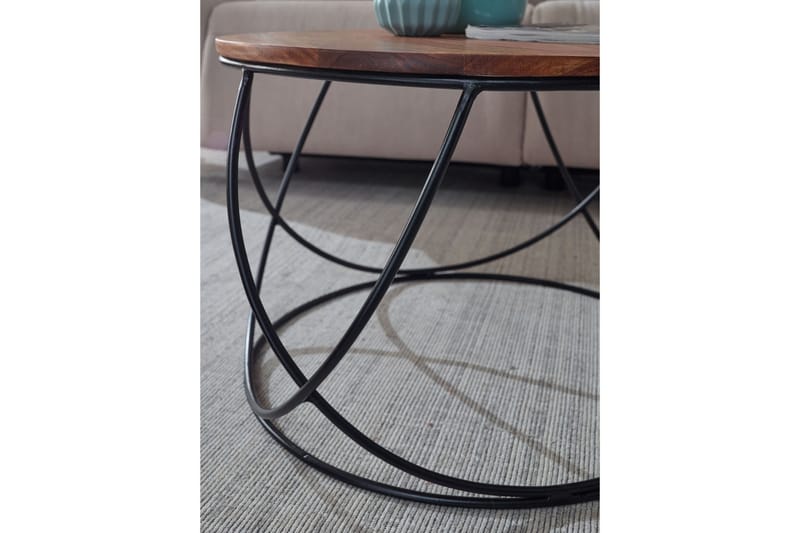 Willowdale Sofabord 60 cm Rundt - Tre/Valnøttbrun/Svart - Møbler - Bord - Sofabord