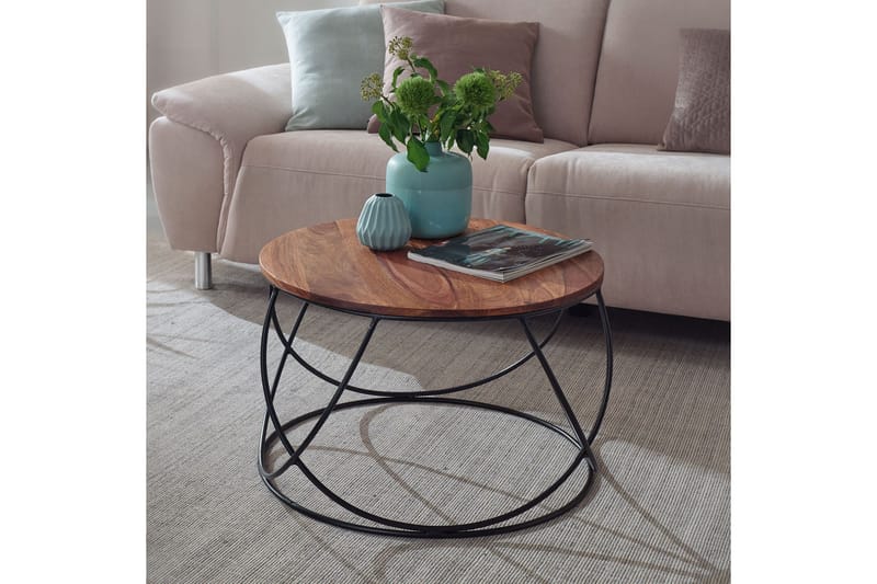 Willowdale Sofabord 60 cm Rundt - Tre/Valnøttbrun/Svart - Møbler - Bord - Sofabord