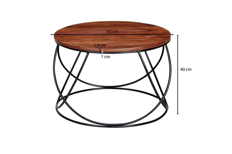 Willowdale Sofabord 60 cm Rundt - Tre/Valnøttbrun/Svart - Møbler - Bord - Sofabord