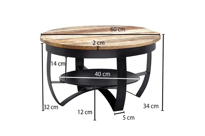 Willowdale Sofabord 60x34 cm med oppbevaring Rundt - Brun/Svart - Møbler - Bord - Sofabord