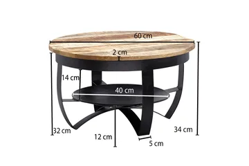 Willowdale Sofabord 60x34 cm med oppbevaring Rundt - Brun/Svart - Møbler - Bord - Sofabord