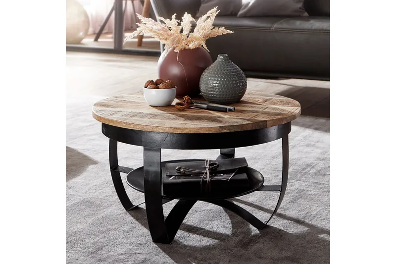 Willowdale Sofabord 60x34 cm med oppbevaring Rundt - Brun/Svart - Møbler - Bord - Sofabord