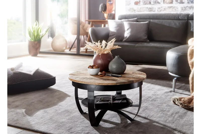 Willowdale Sofabord 60x34 cm med oppbevaring Rundt - Brun/Svart - Møbler - Bord - Sofabord