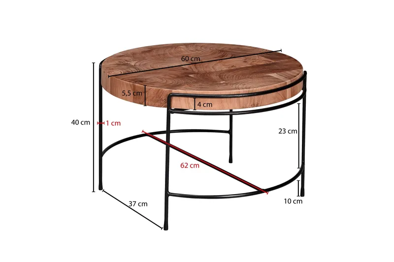 Willowdale Sofabord 62x40 cm Rundt - Brun/Svart - Møbler - Bord - Sofabord