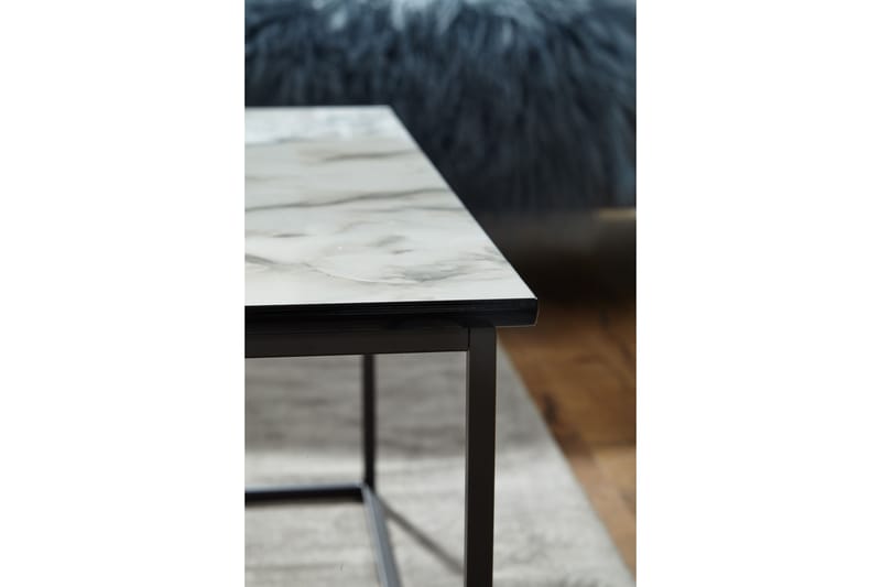 Willowdale Sofabord 80 cm Marmormønster - Hvit/Svart - Møbler - Bord - Sofabord