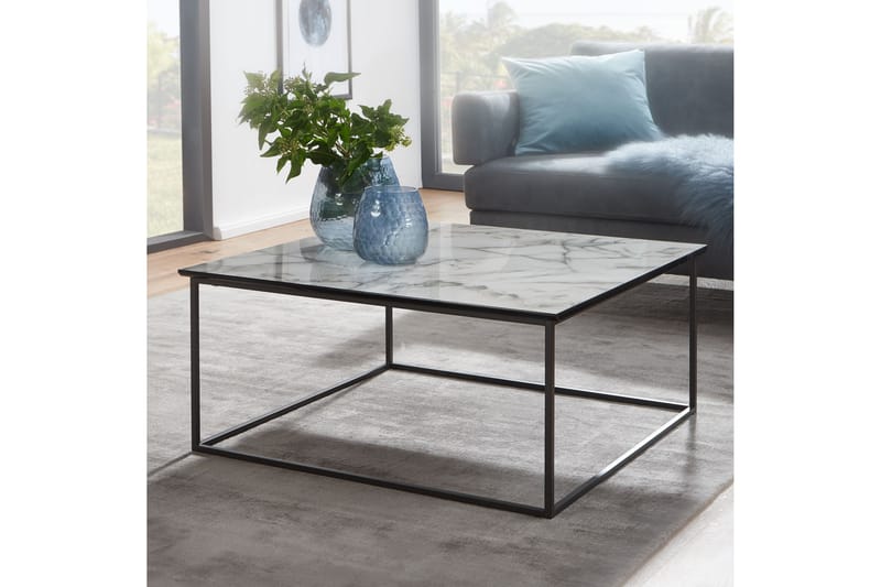 Willowdale Sofabord 80 cm Marmormønster - Hvit/Svart - Møbler - Bord - Sofabord