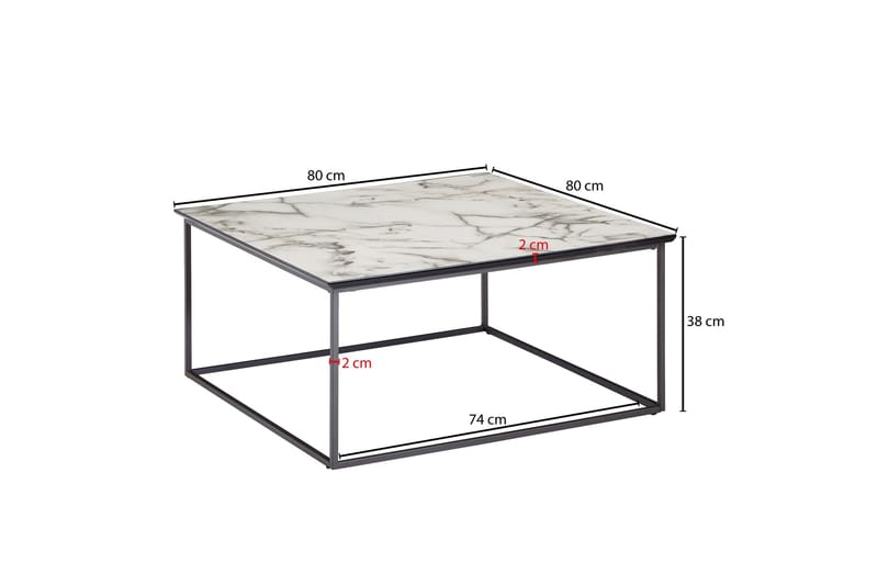 Willowdale Sofabord 80 cm Marmormønster - Hvit/Svart - Møbler - Bord - Sofabord