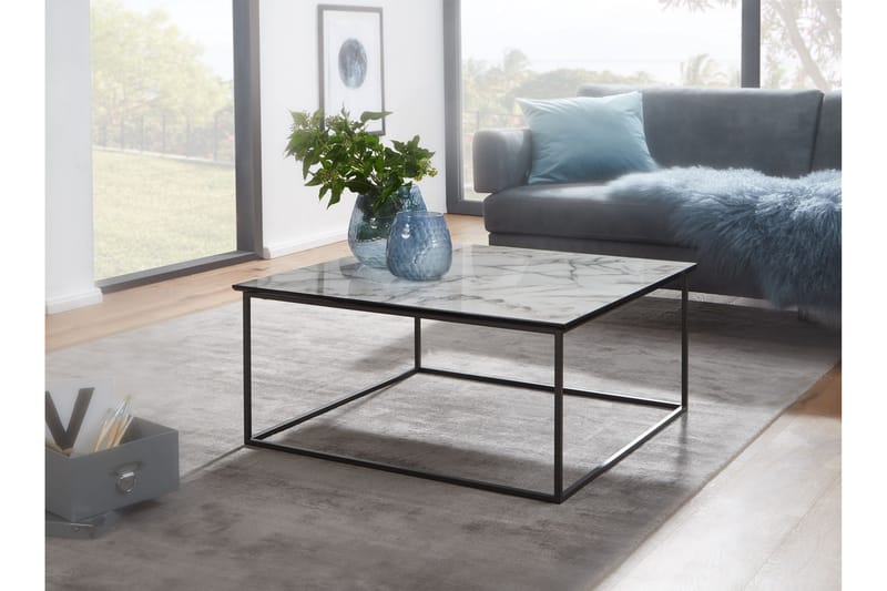 Willowdale Sofabord 80 cm Marmormønster - Hvit/Svart - Møbler - Bord - Sofabord
