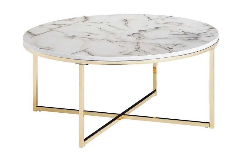 Willowdale Sofabord 80 cm Rundt, Hvit / grå / gull