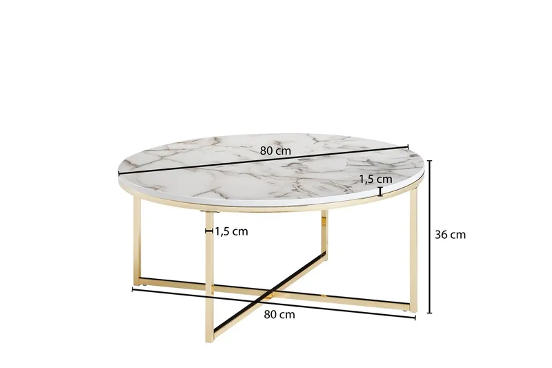 Willowdale Sofabord 80 cm Rundt - Hvit / grå / gull - Møbler - Bord - Sofabord