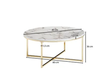 Willowdale Sofabord 80 cm Rundt - Hvit / grå / gull - Møbler - Bord - Sofabord