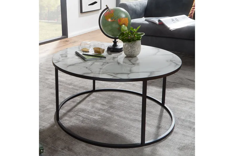 Willowdale Sofabord 80 cm Rundt - Hvit/Svart - Møbler - Bord - Sofabord