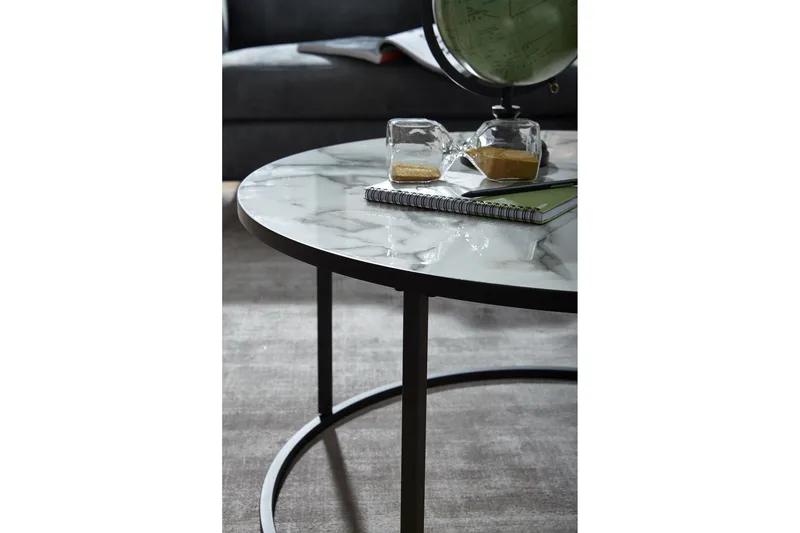 Willowdale Sofabord 80 cm Rundt - Hvit/Svart - Møbler - Bord - Sofabord