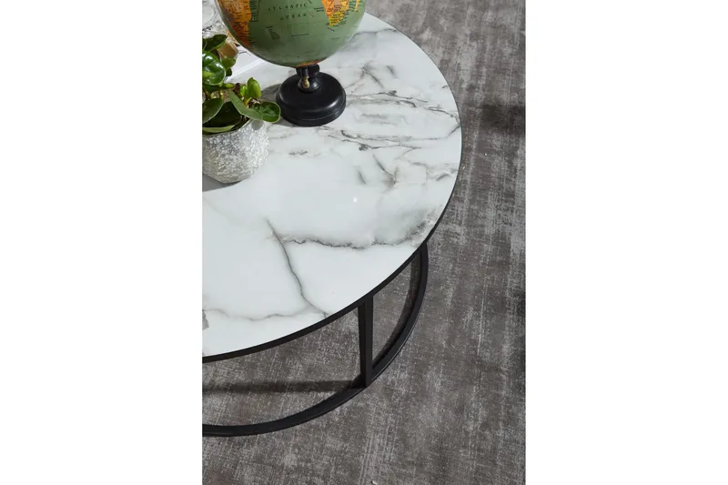 Willowdale Sofabord 80 cm Rundt - Hvit/Svart - Møbler - Bord - Sofabord