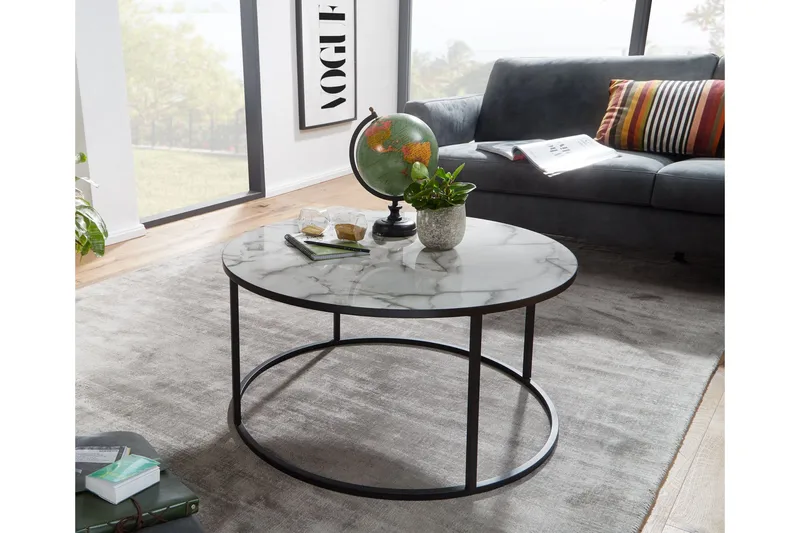 Willowdale Sofabord 80 cm Rundt - Hvit/Svart - Møbler - Bord - Sofabord