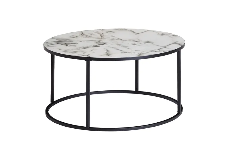 Willowdale Sofabord 80 cm Rundt, Hvit/Svart