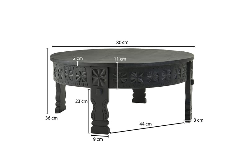 Willowdale Sofabord 80 cm Rundt - Svart - Møbler - Bord - Sofabord