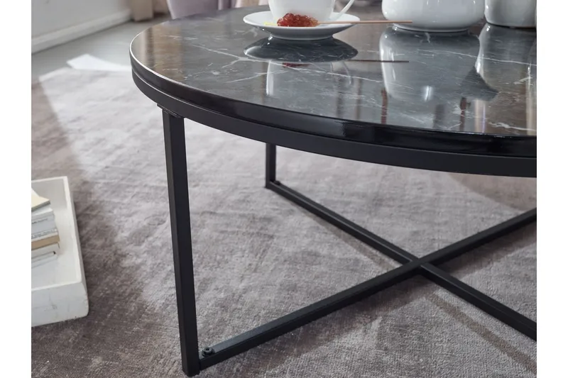 Willowdale Sofabord 80 cm Rundt - Svart/Grå - Møbler - Bord - Sofabord