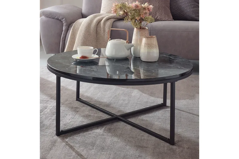 Willowdale Sofabord 80 cm Rundt - Svart/Grå - Møbler - Bord - Sofabord