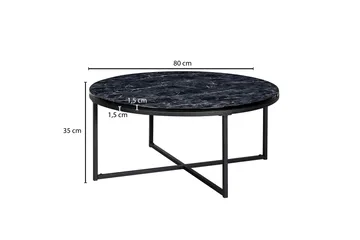 Willowdale Sofabord 80 cm Rundt - Svart/Grå - Møbler - Bord - Sofabord