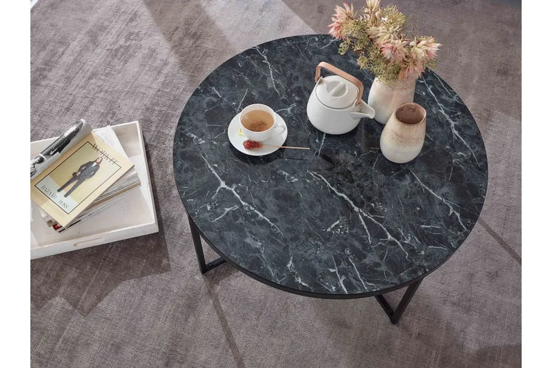 Willowdale Sofabord 80 cm Rundt - Svart/Grå - Møbler - Bord - Sofabord