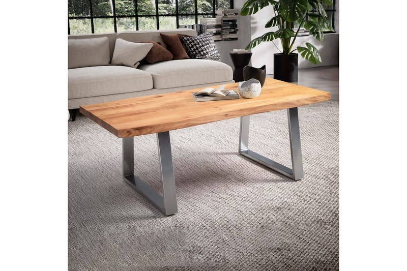 Sofabord Wohnling 120 cm heltre trekant rektangulær landstil Sølv, rette løpere - Sølv, rette løpere - Møbler - Bord - Sofabord