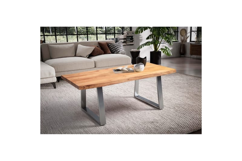 Sofabord Wohnling 120 cm heltre trekant rektangulær landstil Sølv, rette løpere - Sølv, rette løpere - Møbler - Bord - Sofabord