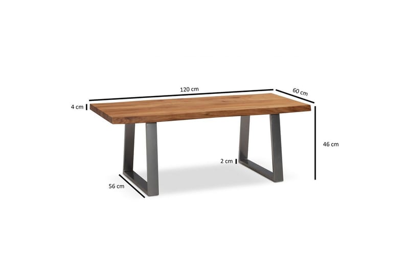 Sofabord Wohnling 120 cm heltre trekant rektangulær landstil Sølv, rette løpere - Sølv, rette løpere - Møbler - Bord - Sofabord