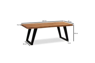 Sofabord Wohnling 120 cm heltre trekant rektangulær landstil Svart, vinklet løper - Svart, vinklet løper - Møbler - Bord - Sofabord