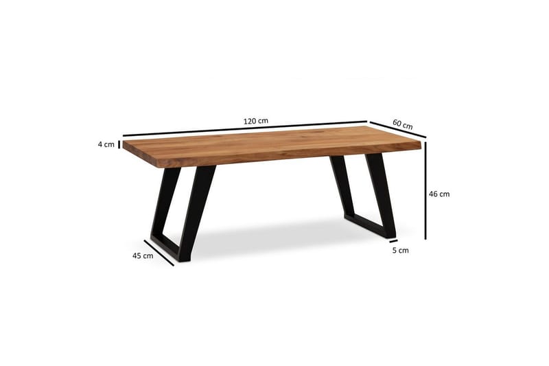 Sofabord Wohnling 120 cm heltre trekant rektangulær landstil Svart, vinklet løper - Svart, vinklet løper - Møbler - Bord - Sofabord