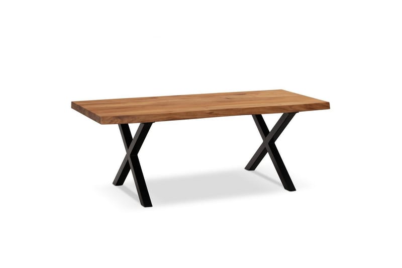 Sofabord Wohnling 120 cm heltre trekant rektangulær landstil Svart, X-ramme - Svart, X-ramme - Møbler - Bord - Sofabord