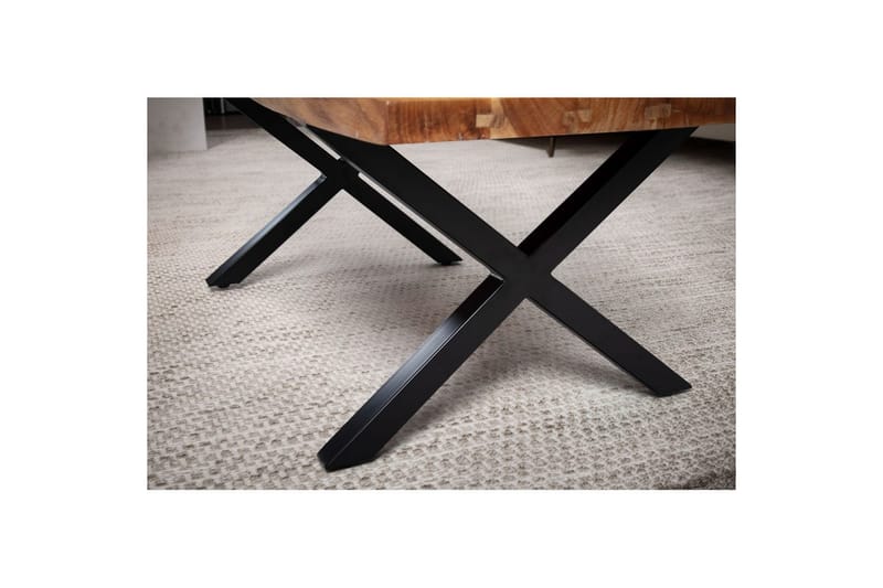 Sofabord Wohnling 120 cm heltre trekant rektangulær landstil Svart, X-ramme - Svart, X-ramme - Møbler - Bord - Sofabord