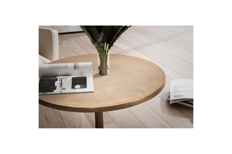 Sofabord Wohnling 60 cm rundt gullfarget metallramme industriell - Møbler - Bord - Sofabord