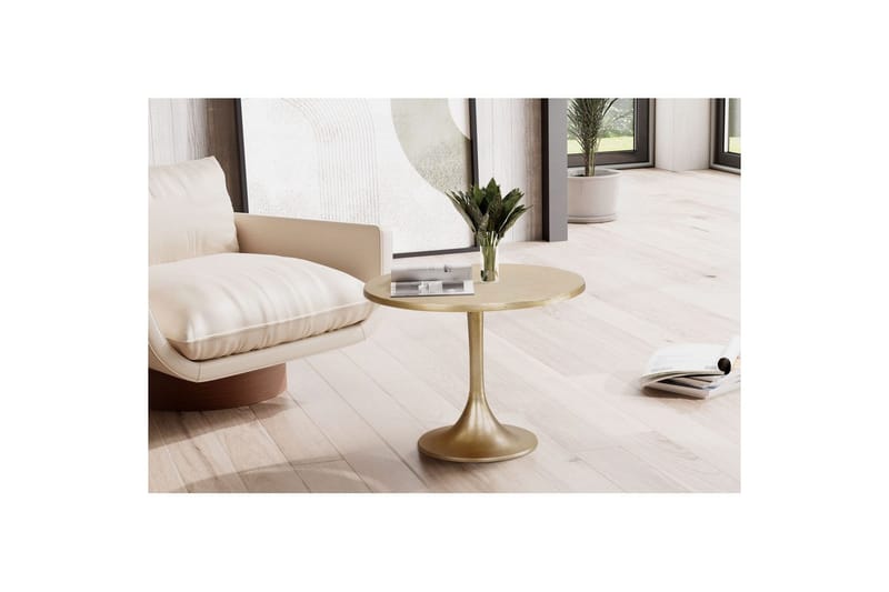 Sofabord Wohnling 60 cm rundt gullfarget metallramme industriell - Møbler - Bord - Sofabord