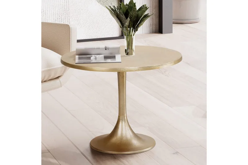 Sofabord Wohnling 60 cm rundt gullfarget metallramme industriell - Møbler - Bord - Sofabord