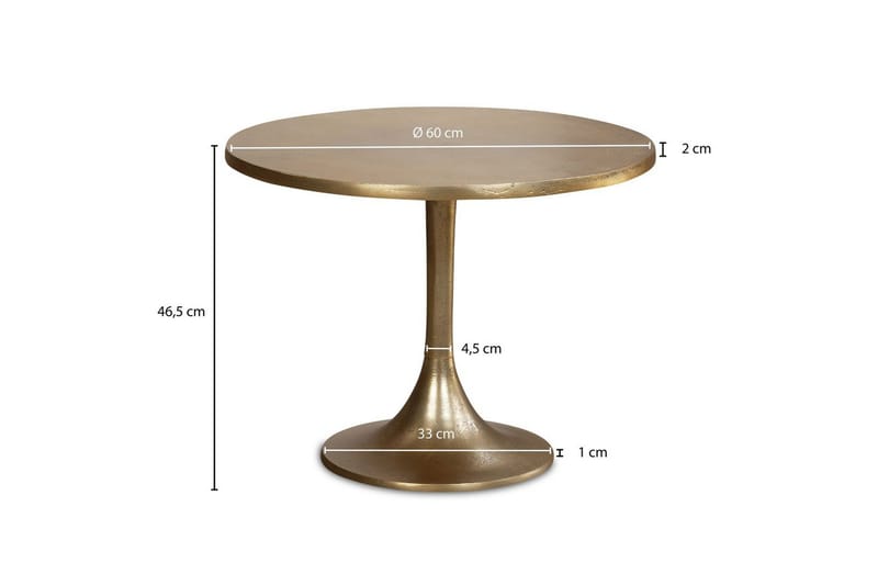 Sofabord Wohnling 60 cm rundt gullfarget metallramme industriell - Møbler - Bord - Sofabord